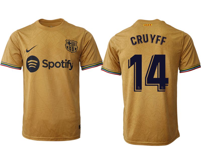 Men 2022-2023 Club Barcelona away aaa version yellow #14 Soccer Jersey